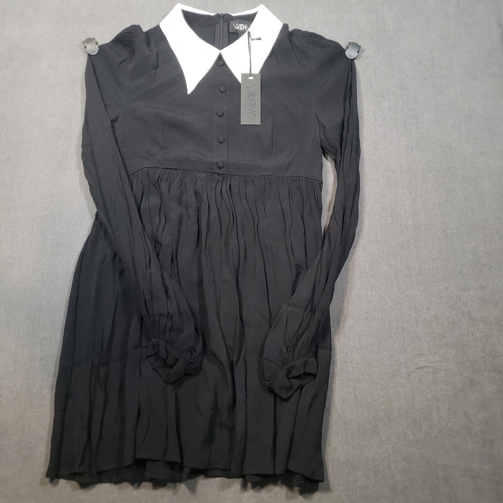 Widow Dolls Kill‎ Mini Dress Womens Small Black White Contrast Collar Goth